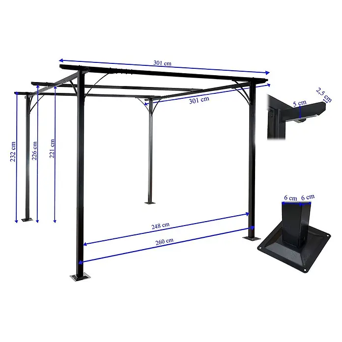 Berlinlodge Raffpavillon mit Schiebedach - B x T: 300 x 300 cm, Farbe Dach: Terrakotta