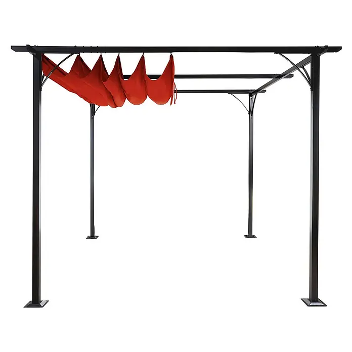 Berlinlodge Raffpavillon mit Schiebedach - B x T: 300 x 300 cm, Farbe Dach: Terrakotta