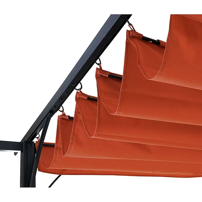 Berlinlodge Raffpavillon mit Schiebedach - B x T: 300 x 300 cm, Farbe Dach: Terrakotta