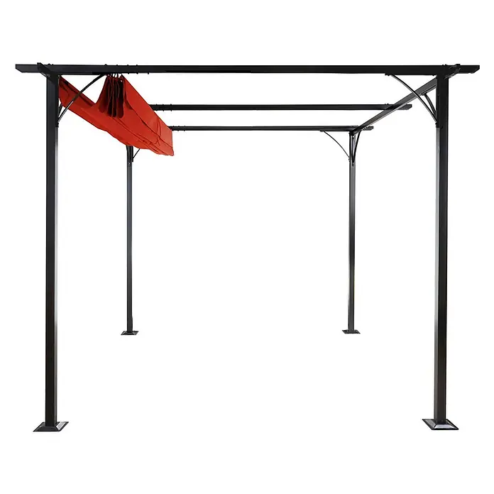 Berlinlodge Raffpavillon mit Schiebedach - B x T: 300 x 300 cm, Farbe Dach: Terrakotta