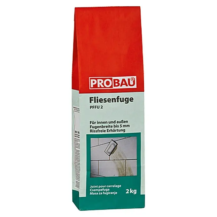 Probau FliesenfugeBeige, 2 kg - Produktbild: ProBau Fliesenfuge PFFU 2, ein Fugenmörtel für Fliesenarbeiten im Innen- und Außenbereich, 2kg Packung.