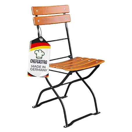 CHEFGASTRO Biergartenstuhl BERGWIESE Made in Germany 1-Sitzer HxBxT 89x40x35cm wetterfest & UV-beständig Eschenholz Schwarz/Braun