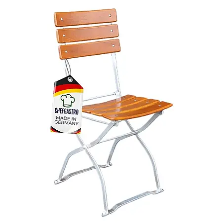 CHEFGASTRO Biergartenstuhl BERGWIESE Made in Germany 1-Sitzer HxBxT 89x40x35cm wetterfest & UV-beständig Eschenholz Silber/Braun