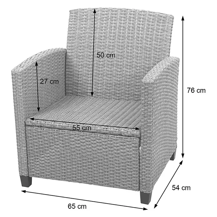 Mendler Loungemöbel-Set HWC-F10 - 4 -tlg., Polyrattan, Grau-braun, Grau, braun - Grauer Sessel aus Polyrattan mit geflochtener Struktur.