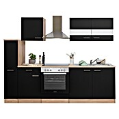Respekta Küchenzeile KB240ESSC (Breite: 240 cm, Mit Elektrogeräten, Schwarz)