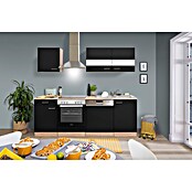 Respekta Küchenzeile KB220ESSC (Breite: 220 cm, Mit Elektrogeräten, Schwarz)