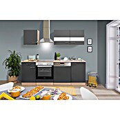 Respekta Küchenzeile KB220ESGC (Breite: 220 cm, Mit Elektrogeräten, Grau)