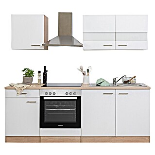 Respekta Singleküche Merle Typ 2 (Breite: 210 cm, Weiß, Mit Elektrogeräten, Volumen Backofen: 72 l)