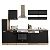 Respekta Küchenzeile KB250ESSC (Breite: 250 cm, Mit Elektrogeräten, Schwarz)