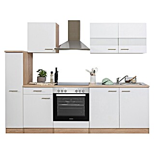 Respekta Singleküche Merle Typ 1 (Breite: 240 cm, Weiß, Mit Elektrogeräten, Volumen Backofen: 72 l)
