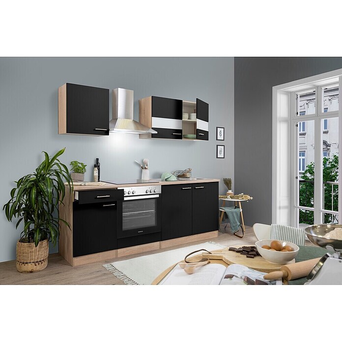 Respekta Singleküche KB210ESSC (210 cm, Schwarz)