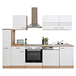 Respekta Singleküche Merle Typ 1 (Breite: 250 cm, Weiß, Mit Elektrogeräten, Volumen Backofen: 72 l)