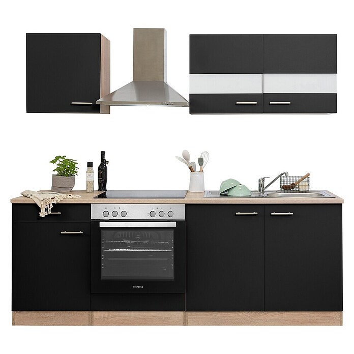 Respekta Singleküche KB210ESSC (210 cm, Schwarz)