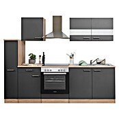 Respekta Küchenzeile KB240ESGC (Breite: 240 cm, Mit Elektrogeräten, Grau)
