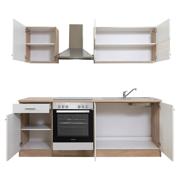 Respekta Singleküche KB210ESWC (210 cm, Weiß)
