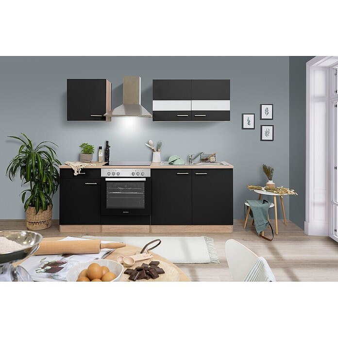 Respekta Singleküche KB210ESSC (210 cm, Schwarz)
