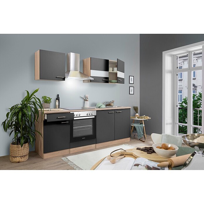 Respekta Singleküche KB210ESGC (210 cm, Grau)