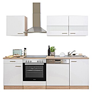 Respekta Singleküche Merle Typ 1 (Breite: 220 cm, Weiß, Mit Elektrogeräten, Volumen Backofen: 72 l)