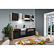Respekta Küchenzeile KB220ESSC (Breite: 220 cm, Mit Elektrogeräten, Schwarz)