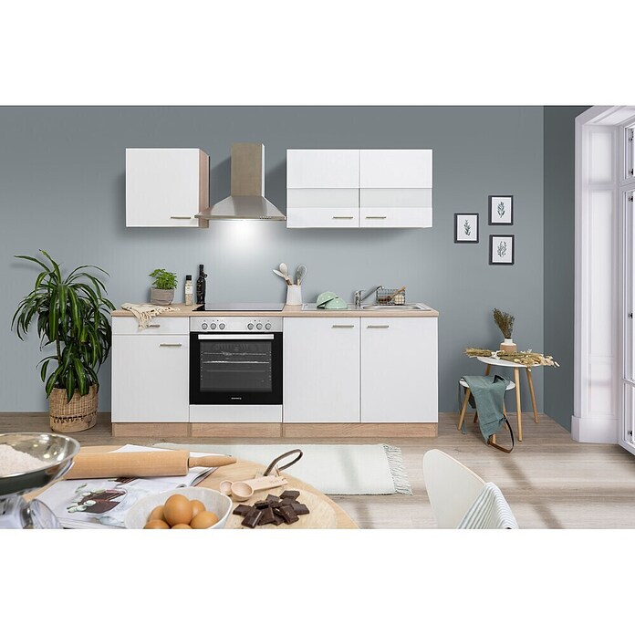 Respekta Singleküche KB210ESWC (210 cm, Weiß)