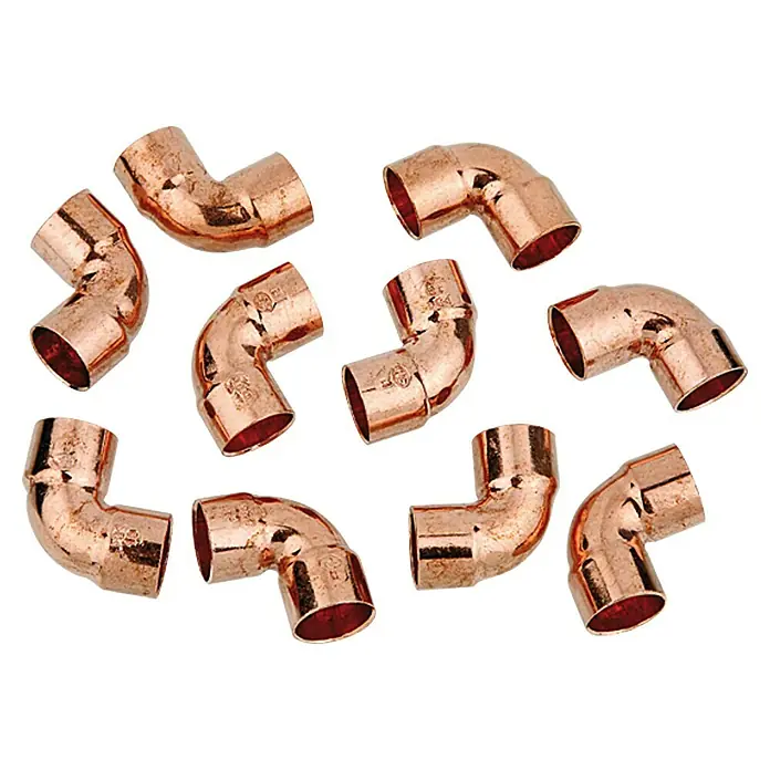 Kupfer-Winkel 5090 II - Durchmesser: 18 mm, 90 °, 10 Stk. - Kupferrohrbogen, 90-Grad-Winkel, für Sanitärinstallationen und Bauprojekte. Robuste, langlebige Fittings für zuverlässige Verbindungen.