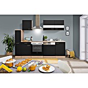 Respekta Küchenzeile KB250ESSC (Breite: 250 cm, Mit Elektrogeräten, Schwarz)