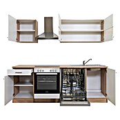 Respekta Küchenzeile KB220ESWC (Breite: 220 cm, Mit Elektrogeräten, Weiß)
