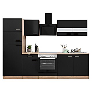 Respekta Singleküche Merle Typ 2 (Breite: 270 cm, Schwarz, Mit Elektrogeräten)