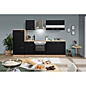Respekta Küchenzeile KB270ESSC (Breite: 270 cm, Mit Elektrogeräten, Schwarz)