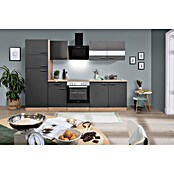 Respekta Küchenzeile KB270ESGCGKE (Breite: 270 cm, Mit Elektrogeräten, Grau)