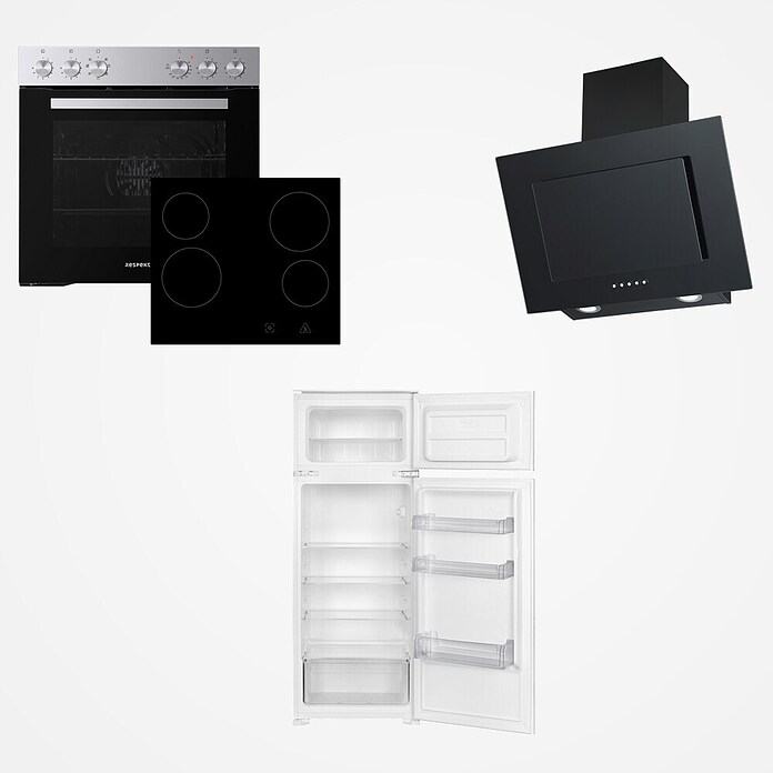 Respekta Küchenzeile KB270ESSCGKE (Breite: 270 cm, Mit Elektrogeräten, Schwarz)