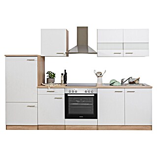 Respekta Singleküche Merle Typ 1 (Breite: 270 cm, Weiß, Mit Elektrogeräten, Volumen Backofen: 72 l)