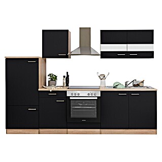 Respekta Singleküche Merle Typ 1 (Breite: 270 cm, Schwarz, Mit Elektrogeräten, Volumen Backofen: 72 l)