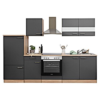 Respekta Singleküche Merle Typ 1 (Breite: 270 cm, Grau, Mit Elektrogeräten, Volumen Backofen: 72 l)