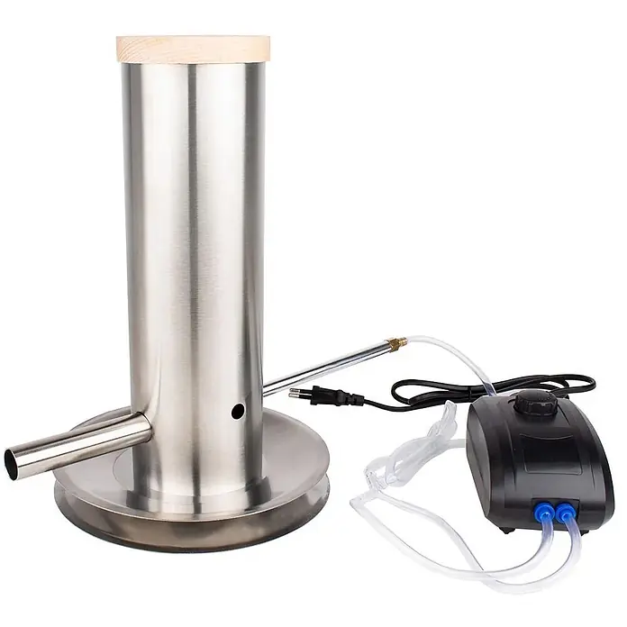 ITA Räucherofen 7001 81x30x40 cm Legierter Stahl mit Heizelement Tisch Rauchgenerator -  - Kaltrauchgenerator aus Edelstahl mit Holzdeckel, externer Luftpumpe und transparenten Schläuchen.
