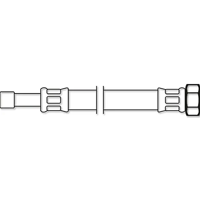Flexo Verlängerungsschlauch - ⅜″, Länge: 100 cm, Rohrstutzen 10 mm - Abbildung einer Rohrleitung mit Anschlüssen an beiden Enden, ideal für industrielle Anwendungen und den sicheren Transport von Flüssigkeiten.