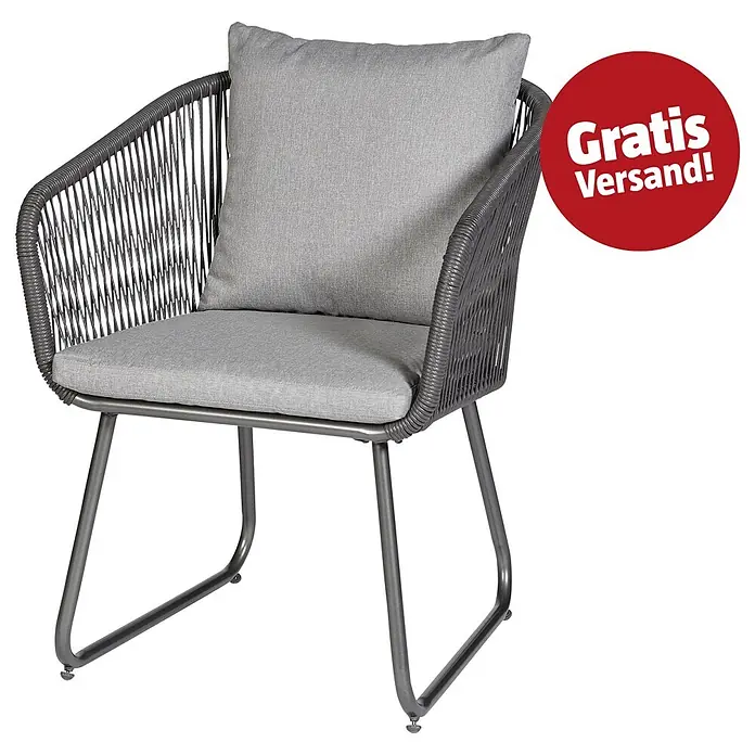 Sunfun Maja Gartensessel - Kunststofffaser-Strings, Grau, B x T x H: 62 x 62 x 78 cm - Kampagnenbild