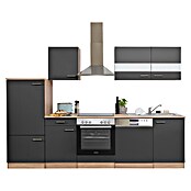 Respekta Küchenzeile KB280ESGC (Breite: 280 cm, Mit Elektrogeräten, Grau)