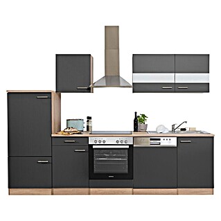 Respekta Küchenzeile Merle Typ 1 (Breite: 280 cm, Grau, Mit Elektrogeräten)