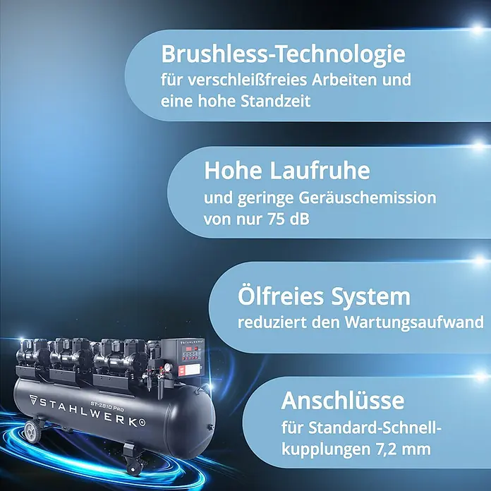 STAHLWERK Kompressor ST-2810 Pro - Max. Druck: 10 bar, 280 l