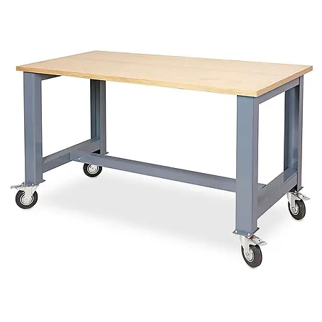 BRB Fahrbare Werkbank, BxTxH 1500x700x830 mm | 2 Bockrollen, 2 Lenkrollen mit Feststellbremsen, Rad-Ø 125 mm