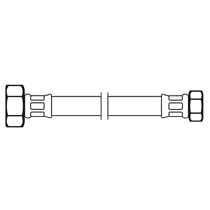 Flexo Anschlussschlauch - ½″/⅜″, Länge: 20 cm - Produktbild einer flexiblen Wasserleitung mit beidseitigen Anschlüssen, ideal für Sanitär- und Heizungsinstallationen.