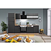 Respekta Küchenzeile KB280ESGCGKE (Breite: 280 cm, Mit Elektrogeräten, Grau)