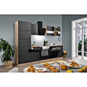 Respekta Küchenzeile KB280ESGCGKE (Breite: 280 cm, Mit Elektrogeräten, Grau)