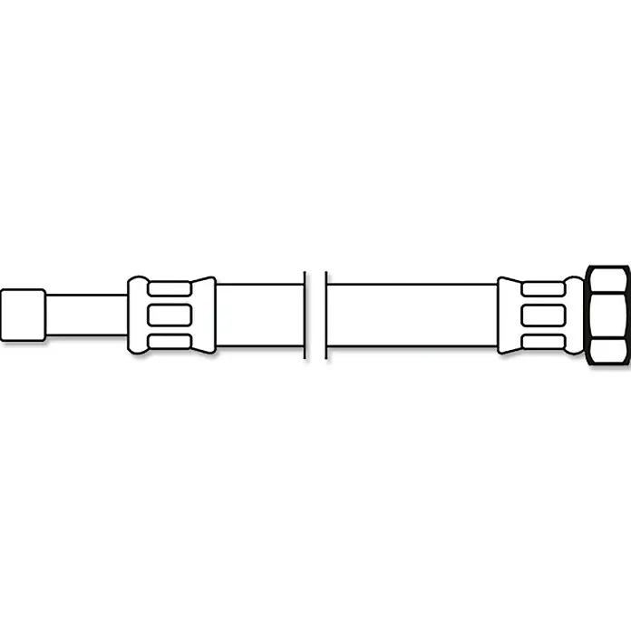 Flexo Verlängerungsschlauch - ⅜″, Länge: 30 cm, Rohrstutzen 10 mm - Darstellung einer flexiblen Hydraulikleitung mit robusten Anschlüssen an beiden Enden, ideal für verschiedene Anwendungen im Maschinenbau.