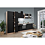 Respekta Küchenzeile KB300ESSCGKE (Breite: 300 cm, Mit Elektrogeräten, Schwarz)