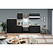 Respekta Küchenzeile KB300ESSC (Breite: 300 cm, Mit Elektrogeräten, Schwarz)