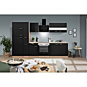 Respekta Küchenzeile KB300ESSCGKE (Breite: 300 cm, Mit Elektrogeräten, Schwarz)