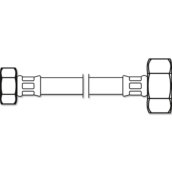 Flexo Anschlussschlauch - ½″/¾″, Länge: 30 cm - Illustration einer Rohrverschraubung mit Gewinde an beiden Enden, ideal für Sanitär- und Heizungsinstallationen.