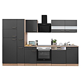 Respekta Küchenzeile Merle Typ 2 (Breite: 310 cm, Grau, Mit Elektrogeräten, Volumen Backofen: 72 l)
